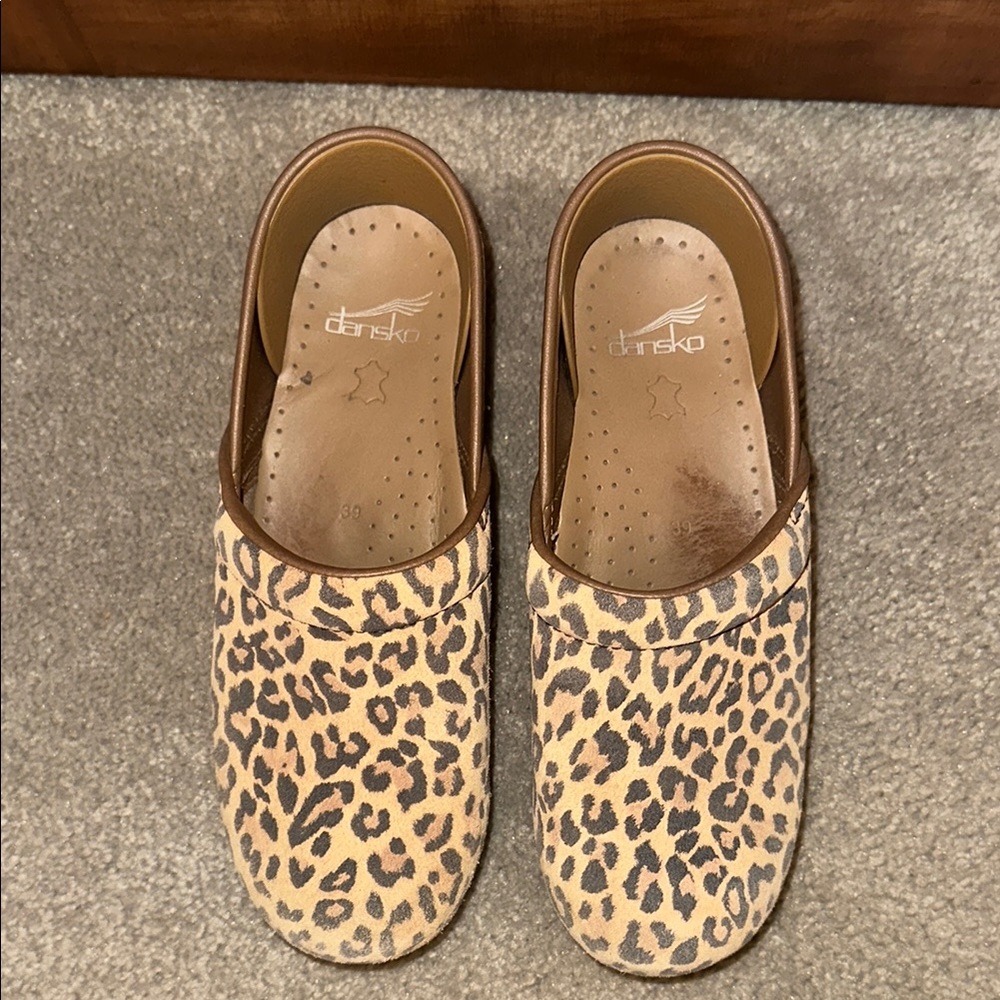 Dansko Professional Leopard Suede Clogs
